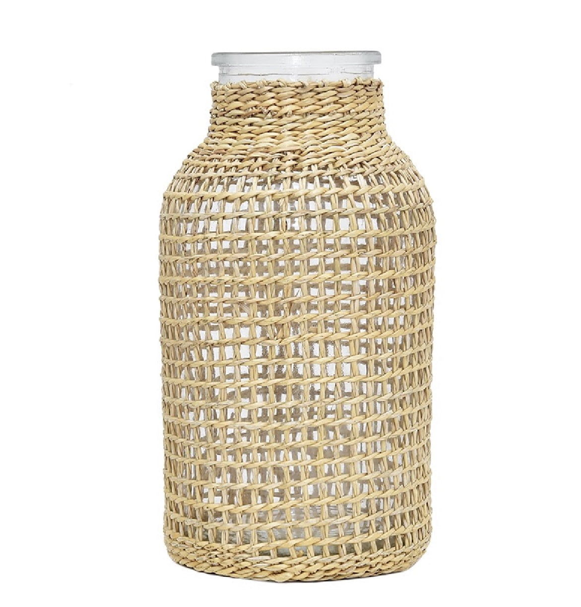 Glass Vase with Woven Straw Decor Roped Straw on Glass Vase Walmart