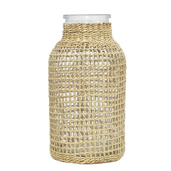 PreZervers 8.07” Hand-Woven Straw Bohemian Natural Grass Vase