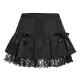 thumbnail image 3 of Women's Dark Lace Stitching Pleated Skirt Girls' Dark Casual Little Black Dress Women Skirts Skirt Ballet Skirts for Girls Full Bed Skirt plus Size Skirts for Women Women Ruched Ruffle Skirt Plaid, 3 of 3