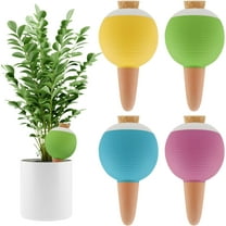 Kalolary 4Pcs Large Terracotta Plant Watering Globes with Wooden Stopper – Automatic Watering Stakes for Indoor & Outdoor Pots and Planters