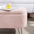 thumbnail image 3 of Storage Ottoman Bench with Gold Legs, Faux Fur Entryway Bench with Storage for Living Room, Bedroom, Pink, 3 of 9