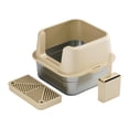 thumbnail image 4 of kusrkot Cat Litter Box Cat Litter Container High Side Anti Splashing Pet Litter Tray Khaki, 4 of 9
