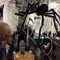 thumbnail image 5 of PayUSD Halloween Decoration, 275" Halloween Spider Web + 59" Giant Spider Fake Spider and 20 Pcs Little Spider Halloween Decor for Indoor Outdoor Yard Home Costumes Party Haunted House Decor, 5 of 10