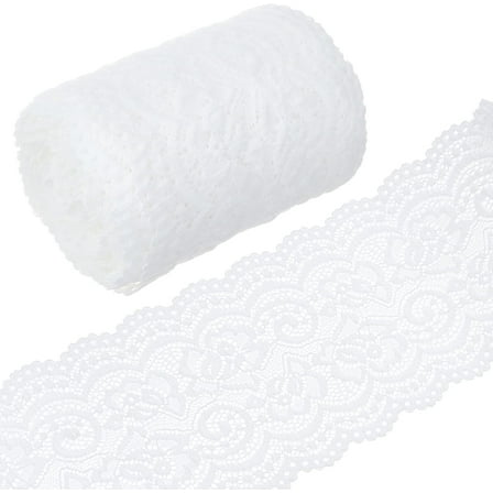 5 Yards Lace Roll White Cotton Lace Trim Fabric 4" Wide DIY