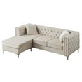 thumbnail image 4 of Glory Furniture Velvet Upholstered Chaise Sofa with Faux Jewel Tufting and Chrome Legs, Ivory, 4 of 5