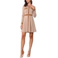 thumbnail image 2 of Vestido A-Line Elegante de Cuello Redondo con Botones para Mujeres INSPIRE CHIC en Cuadros Houndstooth Talla XS Naranja, 2 of 6