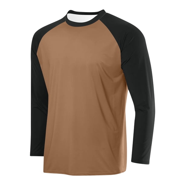 pstuiky camisetas de manga larga para hombre, Camisa deportiva transpirable de manga larga raglán con cuello redondo para hombre, de color sólido Tops de hombre xl