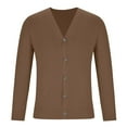 thumbnail image 4 of Miluxas Men's Cardigan Sweaters with Button Lightweight Casual V Neck Long Sleeve Knitted Sweater Khaki 4(L), 4 of 7