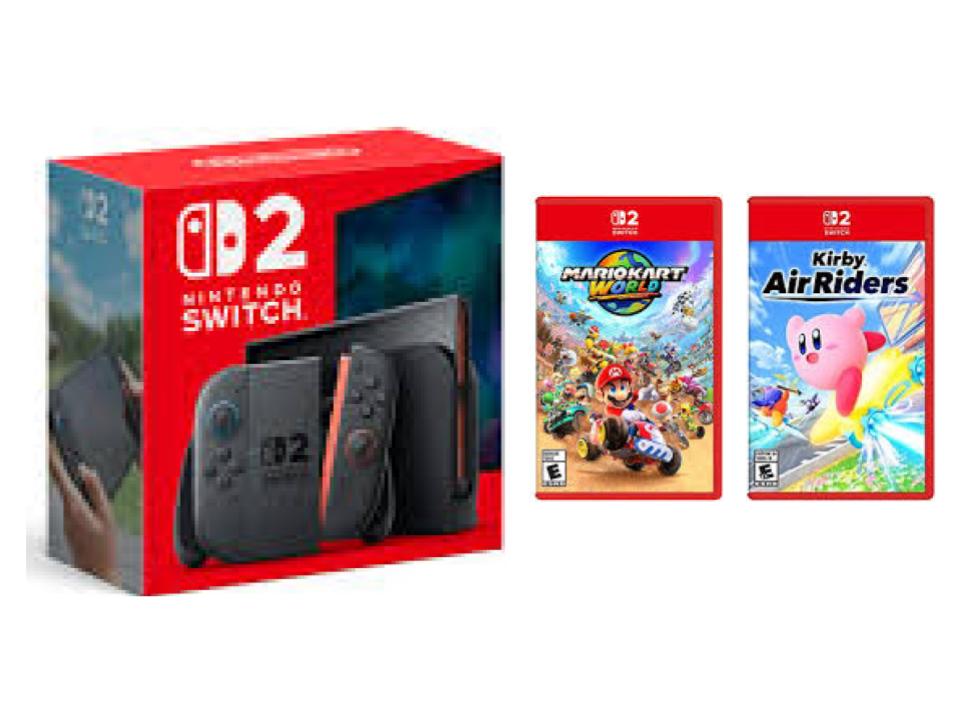 Nintendo Switch 2 Gaming Console with Mario Kart World and Kirby Air Riders Bundle