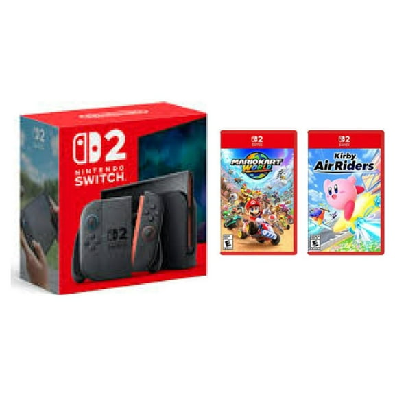 Nintendo Switch 2 Gaming Console with Mario Kart World and Kirby Air Riders Bundle