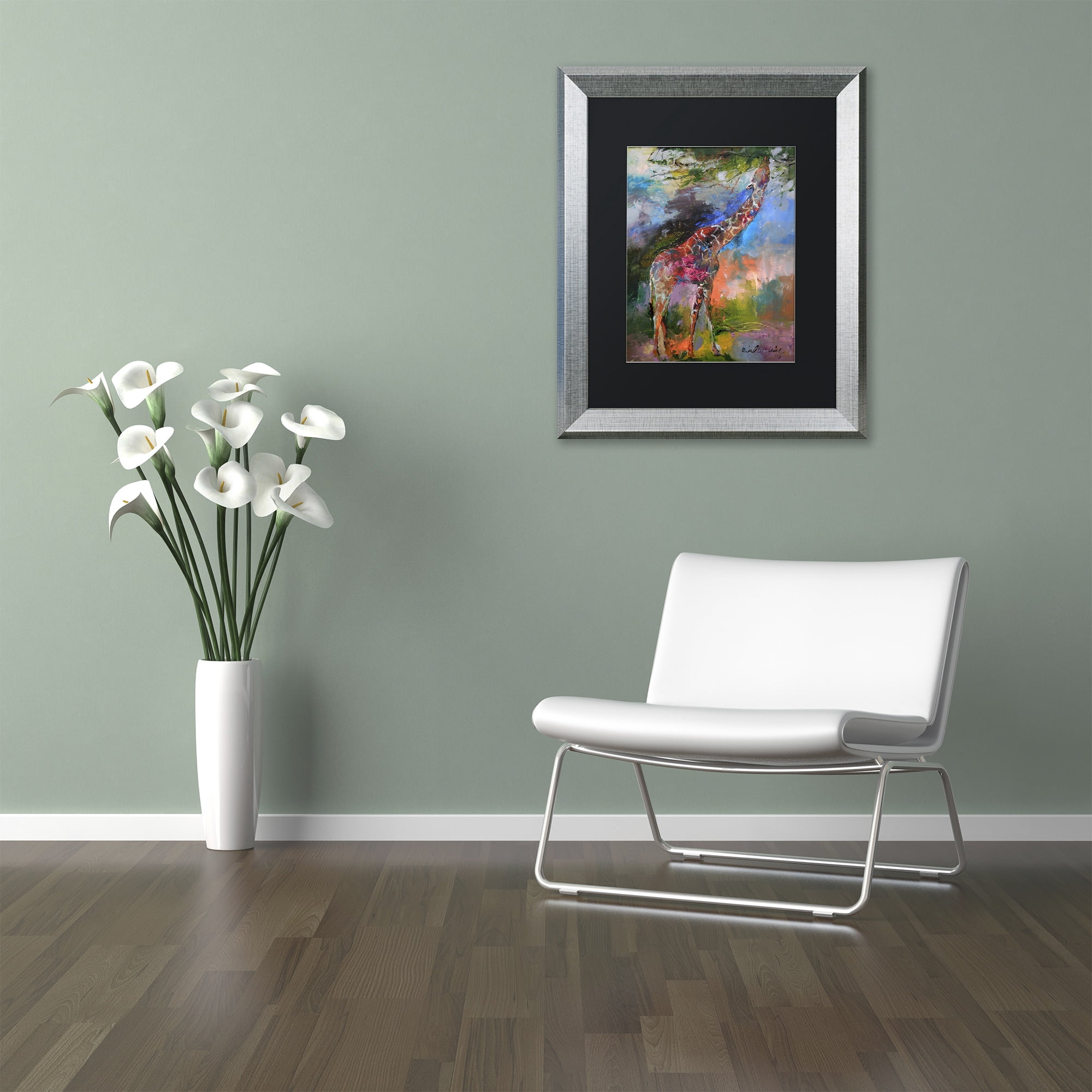 Richard Wallich 'Giraffe' Black Matted Framed Art