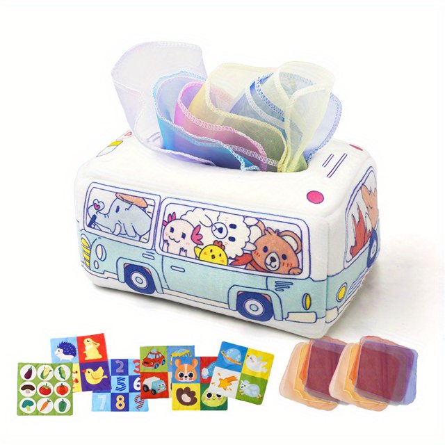 Baby Draw Tissue Toys, Draw Music, Tear Not Rotten Tissue Box For 6 Months+ Baby Learning 0-1 Years Old Intellectual Early Education, Montessori Children's Early Education Pure Cloth Toys