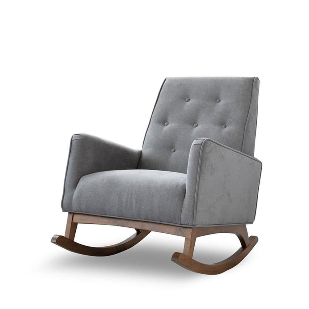 Home Square 2 Piece Upholstered Fabric Rocking Chair Set in Light Gray