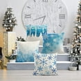 thumbnail image 3 of Set of 4 Throw Pillow Covers 20x20 Inches Cushion Merry Christmas Blue Snow Winter with Snowflakes Falling White Crystal Forest Pillow Cases Square Pillocases for Bed Sofa, 3 of 6
