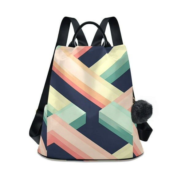 FORMRS Women's Travel Backpack Purse Anti-Theft Hidden Pockets Casual Shoulder Bag, Green Stripes