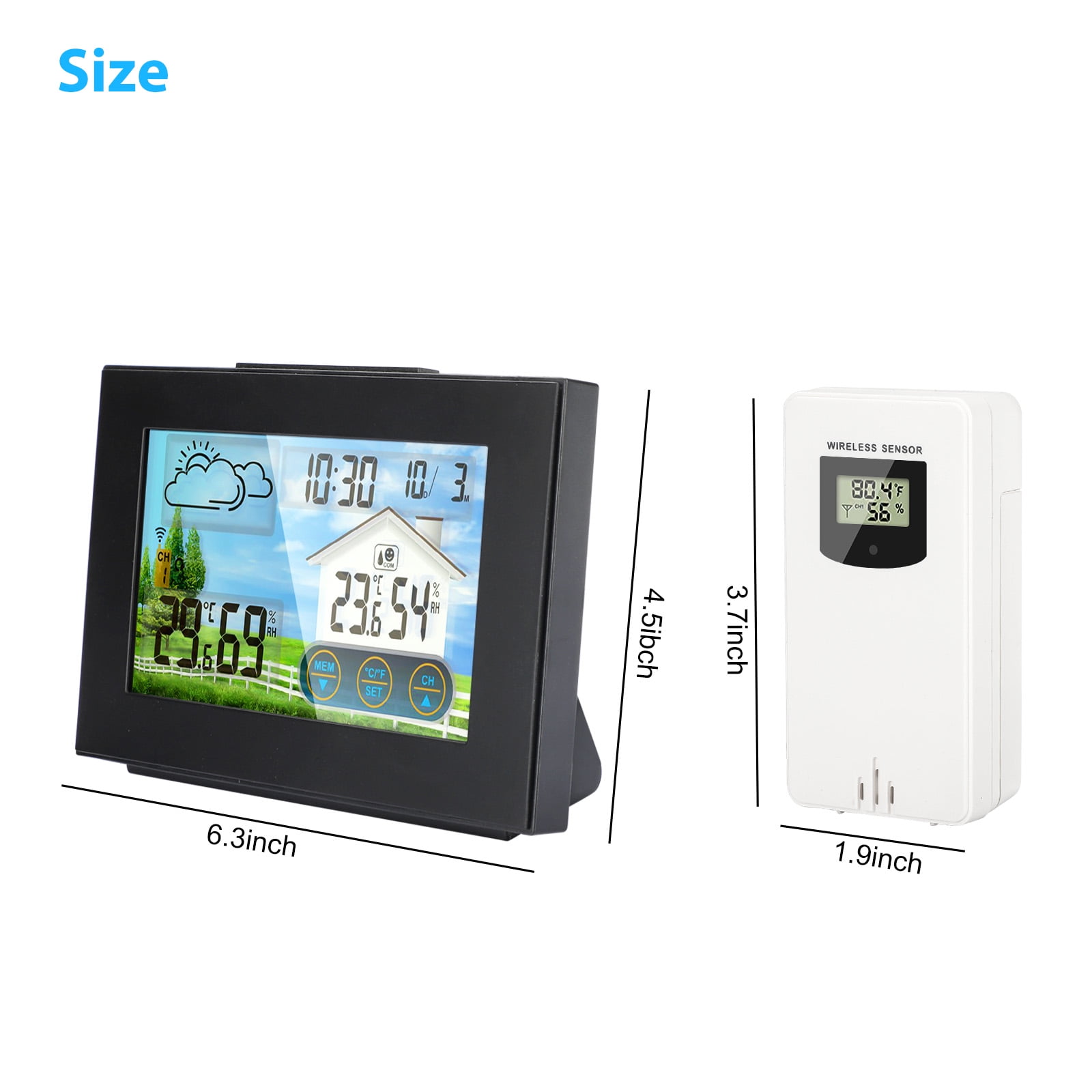 Wireless Weather Station with Color HD Display, EEEkit LCD Digital Weather  Station with Indoor Outdoor Digital Thermometer Home Alarm Clock with