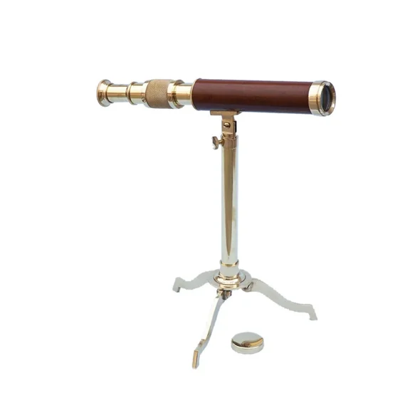 New Nautical Solid Brass Telescope on Stand – 17 Inch | Vintage Marine Spyglass with Tripod | Decorative Antique Finish Gift for Collectors, Office, Home Décor, and Nautical Lovers
