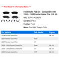 thumbnail image 2 of Front Brake Pad Set - Compatible with 2005 - 2008 Pontiac Grand Prix 3.8L V6 2006 2007, 2 of 2