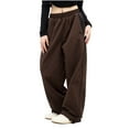 thumbnail image 2 of Tnhcen Women's Wide Leg Pants with Elastic Waist High Waisted Street Style Sweatpants Nylon Casual Lounge Pants with Stripes Loose Fit Comfort S-XL, 2 of 9