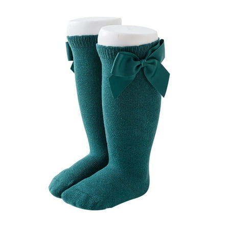

Kids Baby Girls Cotton Long Socks Solid Color Big Bow Knee High Stocking Princess Leg Warmer Floor Slipper Winter
