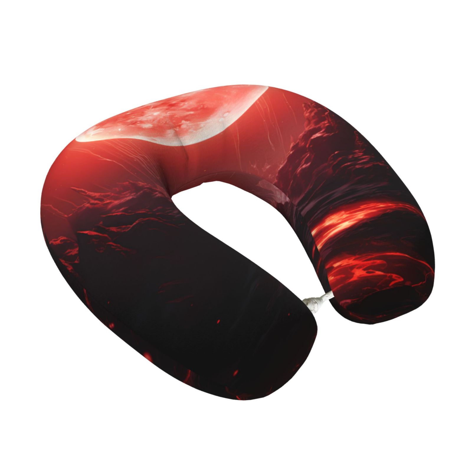 Xecao Red Moon Lava Print Memory Foam Cervical Neck Pillow Versatile U-Shaped Pillows for Home,Office,Camping,Travelling,Soft Washable Cover