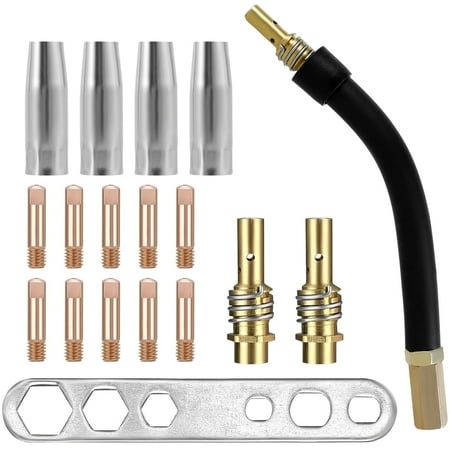 

LHXC Mig Contact Tip Consumables MB15 15AK Contact Tip Set 0.035inch 0.9mm M6 Copper Welding Contact Tip Sturdy Tip Holder Diffuser Kit with Plate Torch Neck Quick Installation for MB15