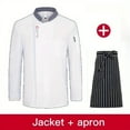 thumbnail image 4 of 2Pcs Set Men Long Sleeve Chef Uniform Restaurant Chef Jacket with Apron Cook Coat Chef T-shirt Work Uniform Waiter Hotel Clothes, 4 of 6