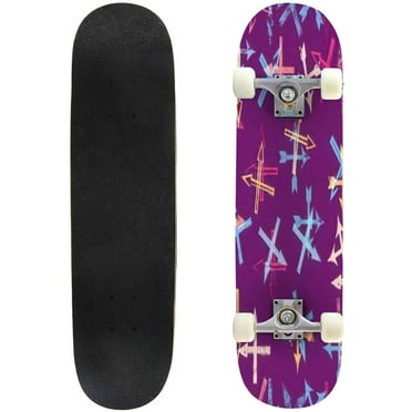 Abstract Seamless Pattern with Textured Arrows Vector Background Outdoor Skateboard Longboards 31"x8" Pro Complete Skate Board Cruiser