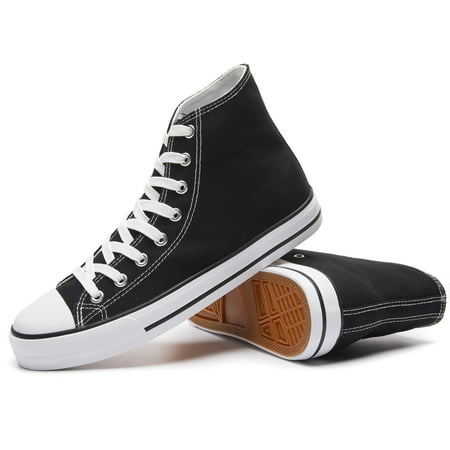 

Aomais Men High Top Canvas Sneakers Comfy Hi top Canvas Stylish Mid top canvas boots for Men Fabric Fashion Sneakers（Black US8）