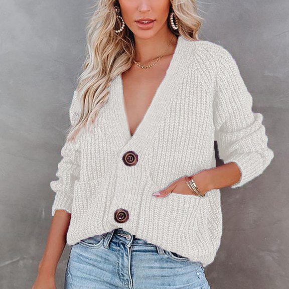Turilly Womens Jackets Ladies Clearance, Women Casual Patchwork Leopard Long Sleeve Knit Pullover V-neck Sweater Coat