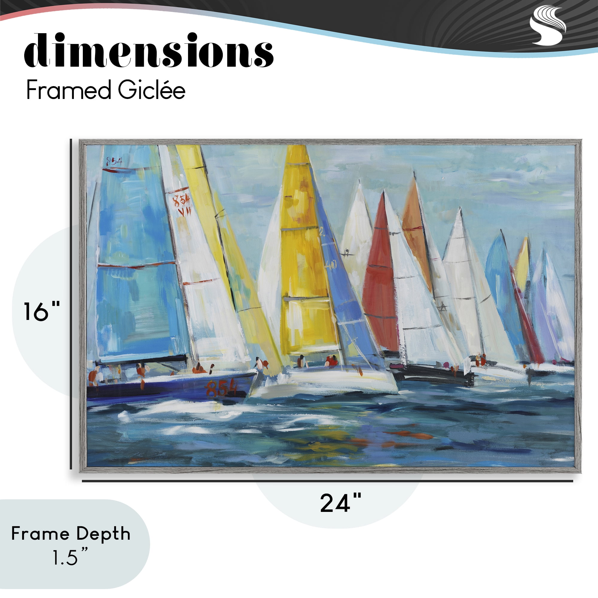 Stupell Industries Colorful Sails Coastal Scene Gray Framed Giclee Art, design by Lorenzo Collective