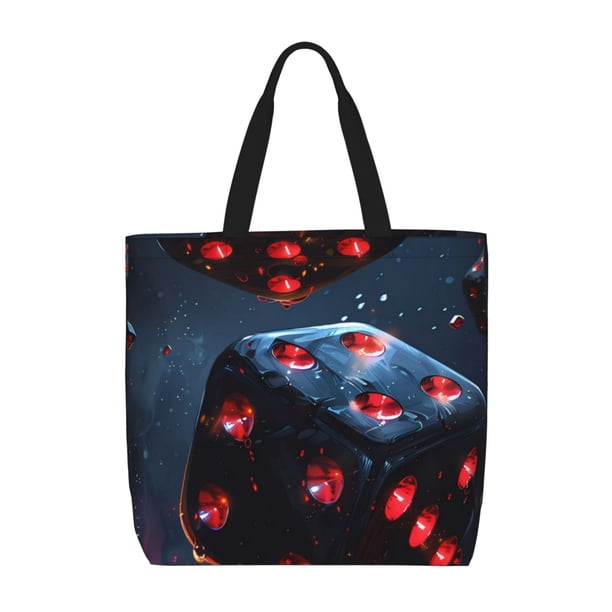 Easygdp Cosmic Red Sparkle Dice Bolsa Tote para Mujer, Bolso de Hombro para Trabajo, Playa, Viajes, Compras y Supermercado