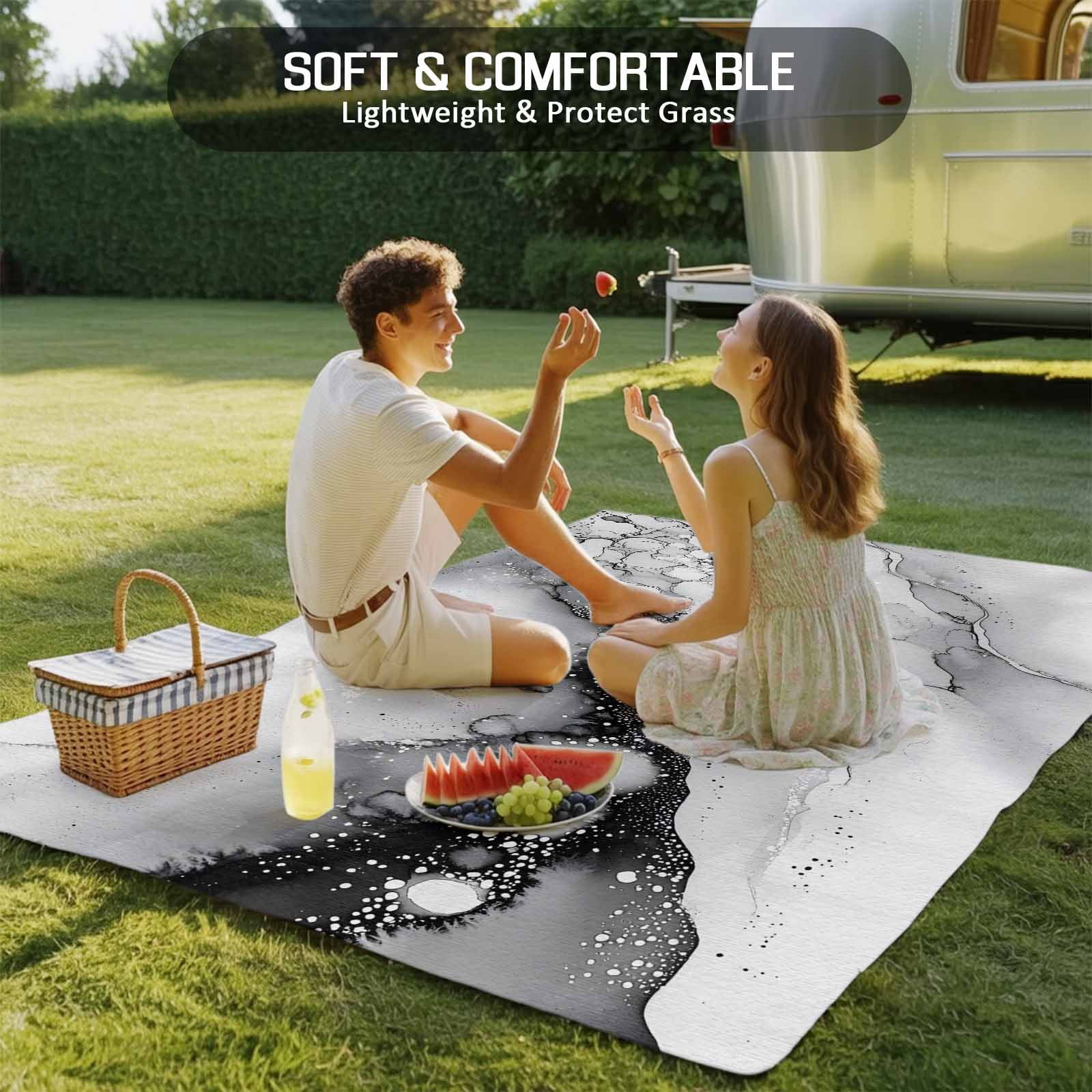 Outdoor Rug 5x8ft Ombre Gray Marble Texture Large Area Rug Abstract Style Indoor Outdoor Carpet Outdoor Rugs Mats for Patio Camping,RV,Front Door, Outside Decor