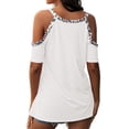 thumbnail image 4 of Pompotops Mode Femmes Manches Courtes Froid Épaule Col Rond Tops Décontractés T-shirt Blouse, 4 of 8