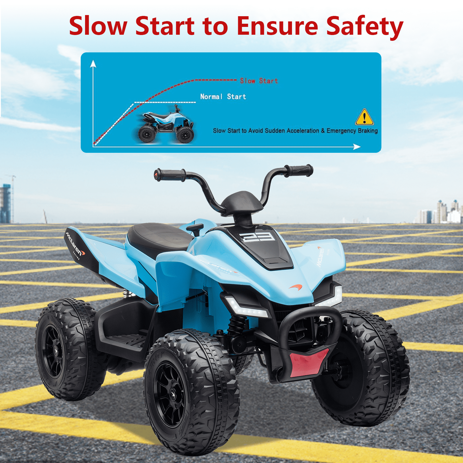 24V Battery Powered, 4-Wheeler Quad Car Toy ATV for 3-8yrs, Electric Off-Road Car with 2 Speeds, LED Lights, Bluetooth, MP3