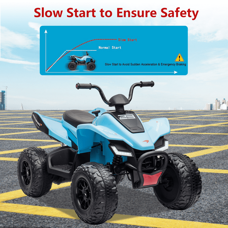 Kids Ride on ATV 24V Battery Powered Kids Electric Vehicle 4 Wheeler Quad w Headlights MP3 USB Volume Control Large Seat Electric Ride on Toys