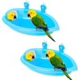 thumbnail image 1 of Baño para pájaros, los baños para loros de 2 piezas son adecuados para pájaros pequeños como loros canarios, los baños para pájaros de plástico tienen un espejo ajustable para atraer la atención del p, 1 of 5