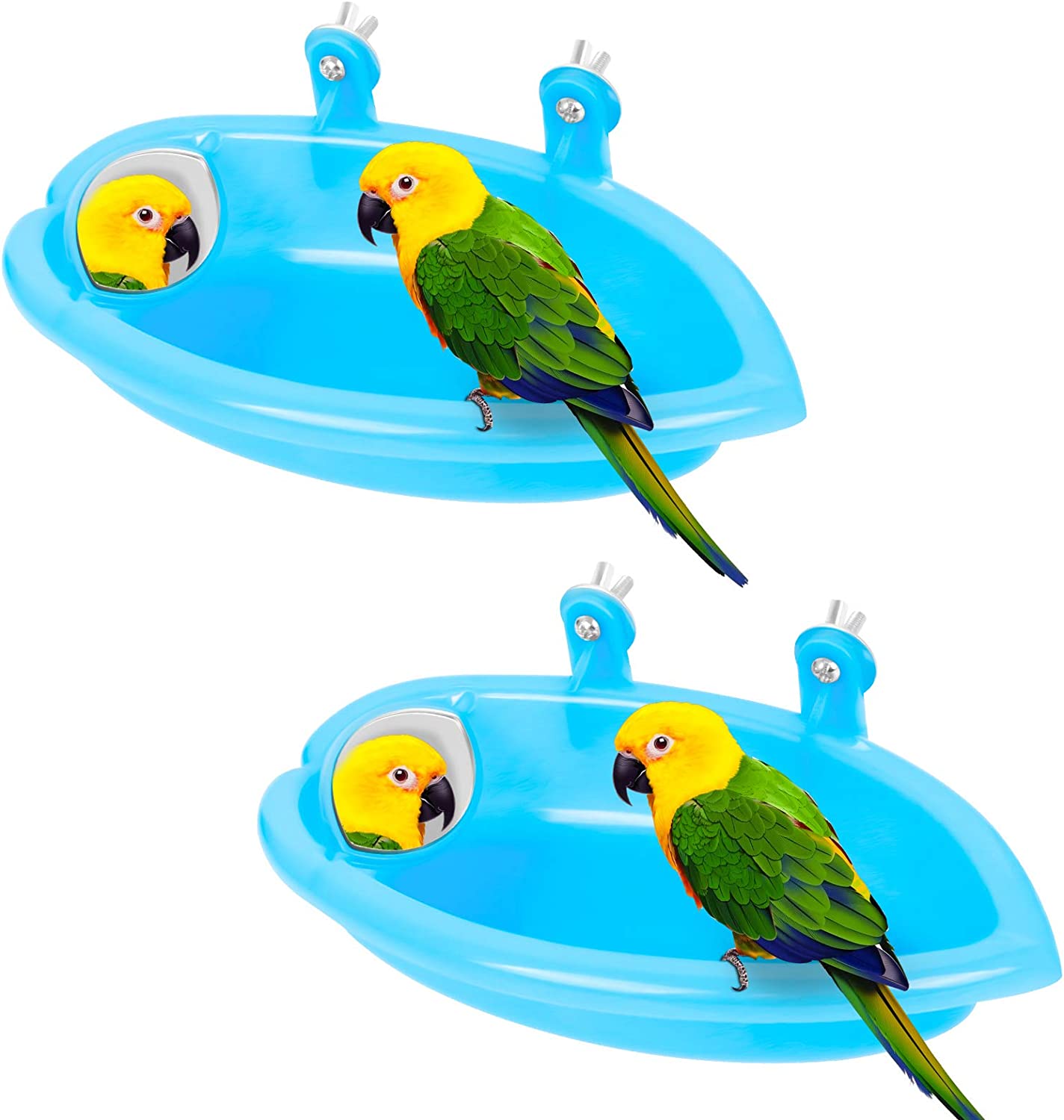 Baignoire Pour Oiseaux Bleue - Accessoire Cage Pour Perroquets, Canaris, Petits Oiseaux - Dimensions 18,54 X 9,5 X 4 Cm - Installation Facile Sans Outils