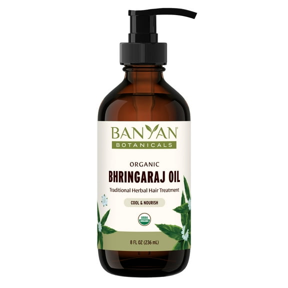 Banyan Botanicals Organic Bhringaraj Oil – Supports Healthy Hair Growth – Oil Made with Traditional Methods – 8 oz. – Non-GMO Sustainably Sourced Ayurvedic Hair Oil