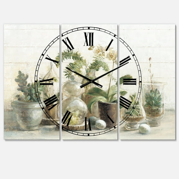 Designart 'Greenhouse Orchids' Farmhouse Wall Clock