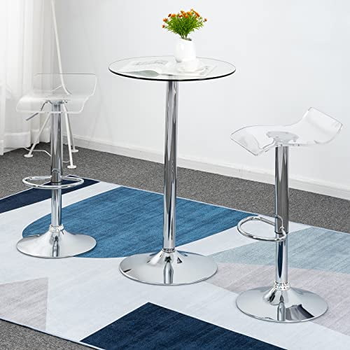 Brage Living Acrylic Bar Stools Set of 2 Backless Transparent Swivel Adjustable Airlift Barstools Counter Height Bar Chairs for Kitchen Dining Room Pub Cafe Clear Walmart