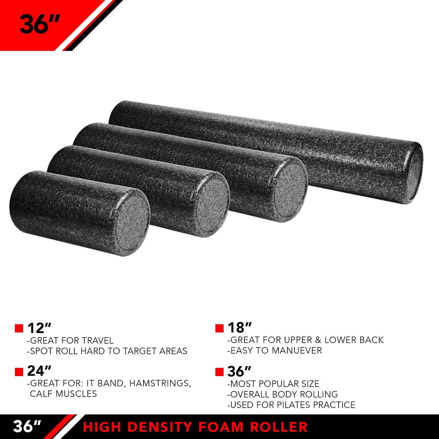 JFIT High Density Foam Roller, Speckled Blue, 36-Inch