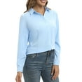 thumbnail image 6 of Women's Button Down Shirts Long Sleeve Blouses Work Basic Formal Shirt Lady V Neck Casual OL Business Shirts,S-5XL, 6 of 9