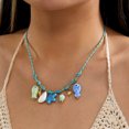 thumbnail image 3 of NICKSUN Dopamine Contrast Color Braided Rope Necklace, Gradient Glazed Fish Starfish Seashell Multi-Charm Choker, Bohemian Beach Vacation Statement Neck Jewelry, 3 of 6