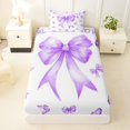 thumbnail image 4 of spefrowx Watercolor Butterfly Bow Twin Sheets for Teens, Purple Girl Love Bows Quote Bedding, 3 Pieces, 1 Flat Sheet, 1 Fitted Sheet and 1 Pillowcase, 4 of 6