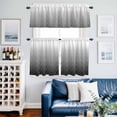 thumbnail image 5 of Abstract Stripe Black Gradient Curtain Tier and Valance Set 3 Piece, Modern Morocco Line 3-inch Rod Pocket Window Tier Curtains Valance for Kitchen Living Room, 5 of 9