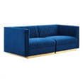 thumbnail image 2 of Modway Sanguine Velvet Modular Sectional Sofa Loveseat in Navy, 2 of 5