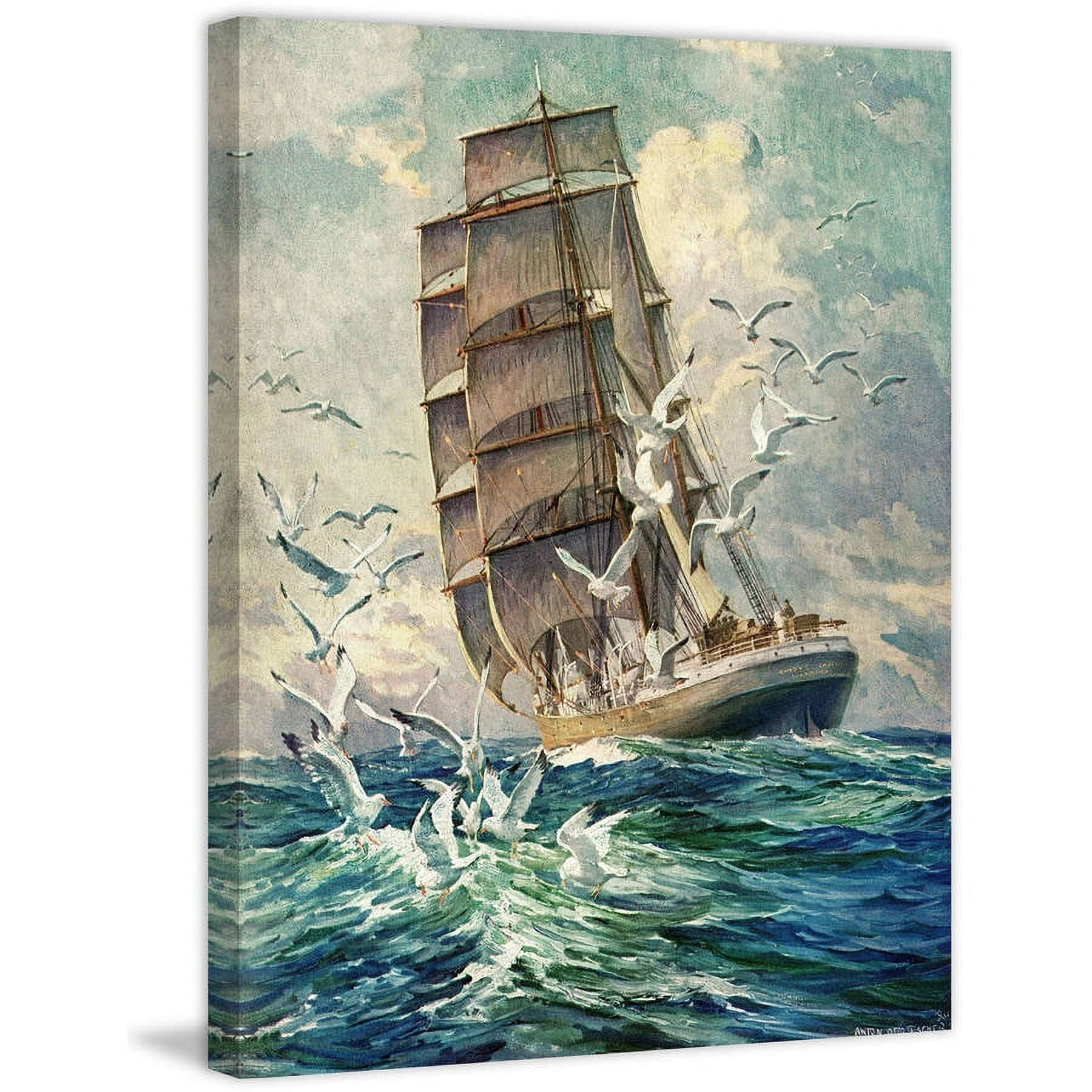 Marmont Hill 'Seagulls In Motion' Painting Print on Wrapped Canvas