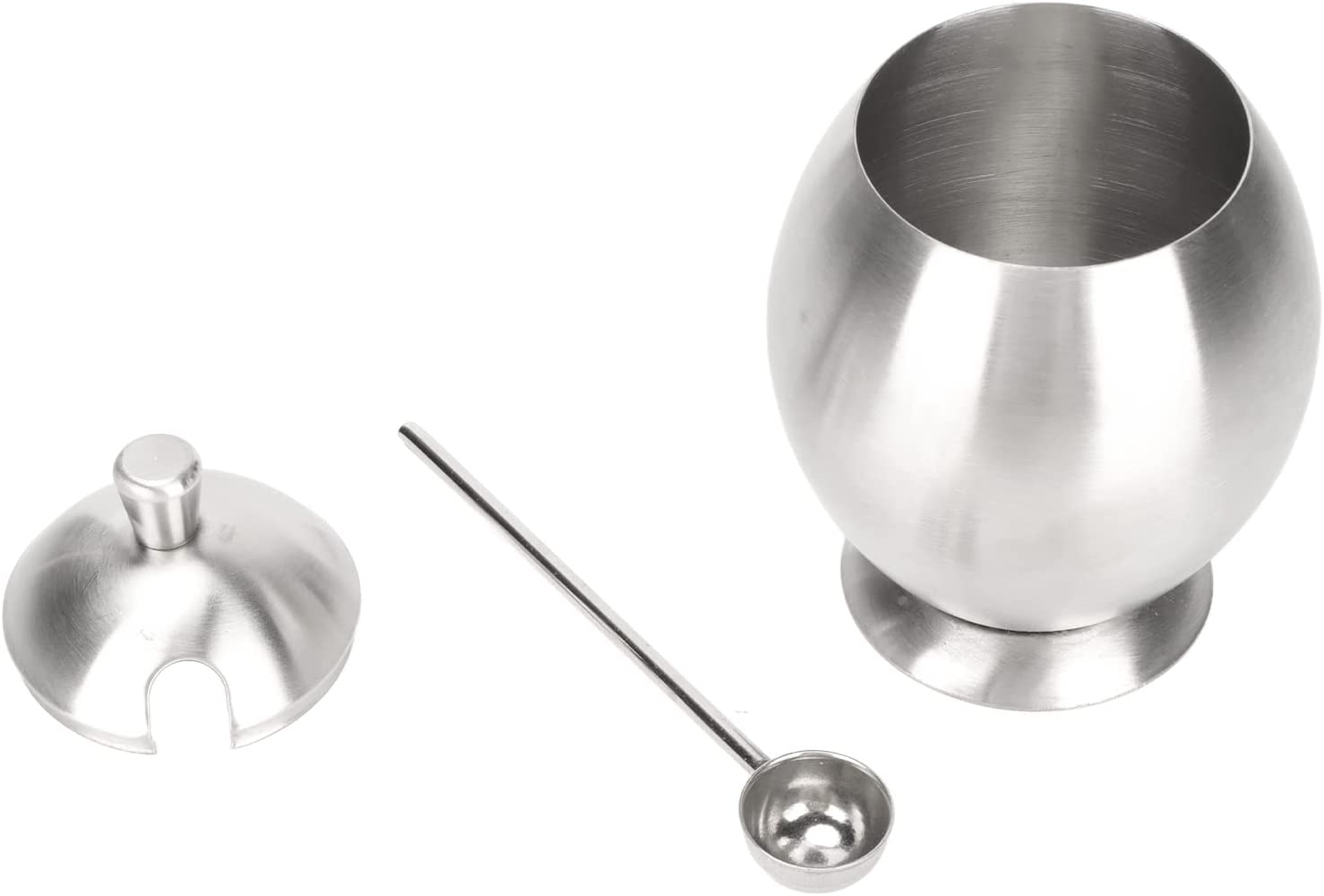 ABCISI Condiment Container, Stainless Steel Egg Shaped Oval Condiment Jar With Spoon, Seasoning Container For Kitchen Resturant