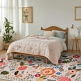 thumbnail image 2 of Rug for Living Room, 5x7 Area Rug Floral Vintage Rug for Bedroom Non-Slip Non Shedding Indoor Floor Carpet, Low Pile Foldable Stain Resistant Carpet for Dining Room, Office, Home Decor, Beige, 2 of 9